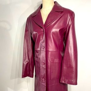 Vintage Terry Lewis purple eggplant leather coat.